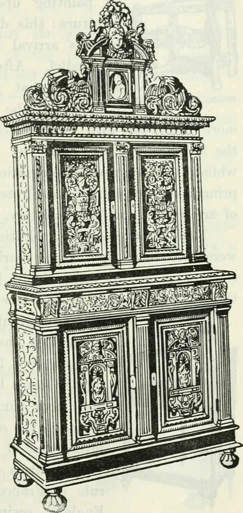 An illustration from The book of decorative furniture, its form, colour and history, 1910, leaf 336