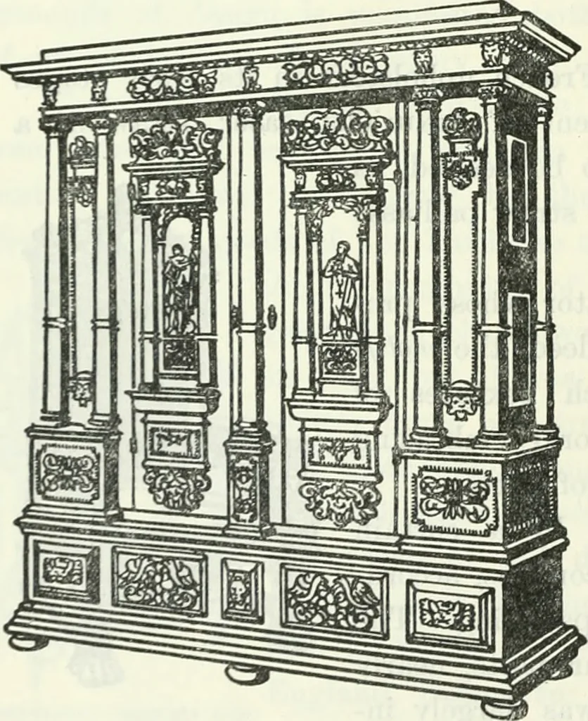 An illustration from The book of decorative furniture, its form, colour and history, 1910, leaf 339
