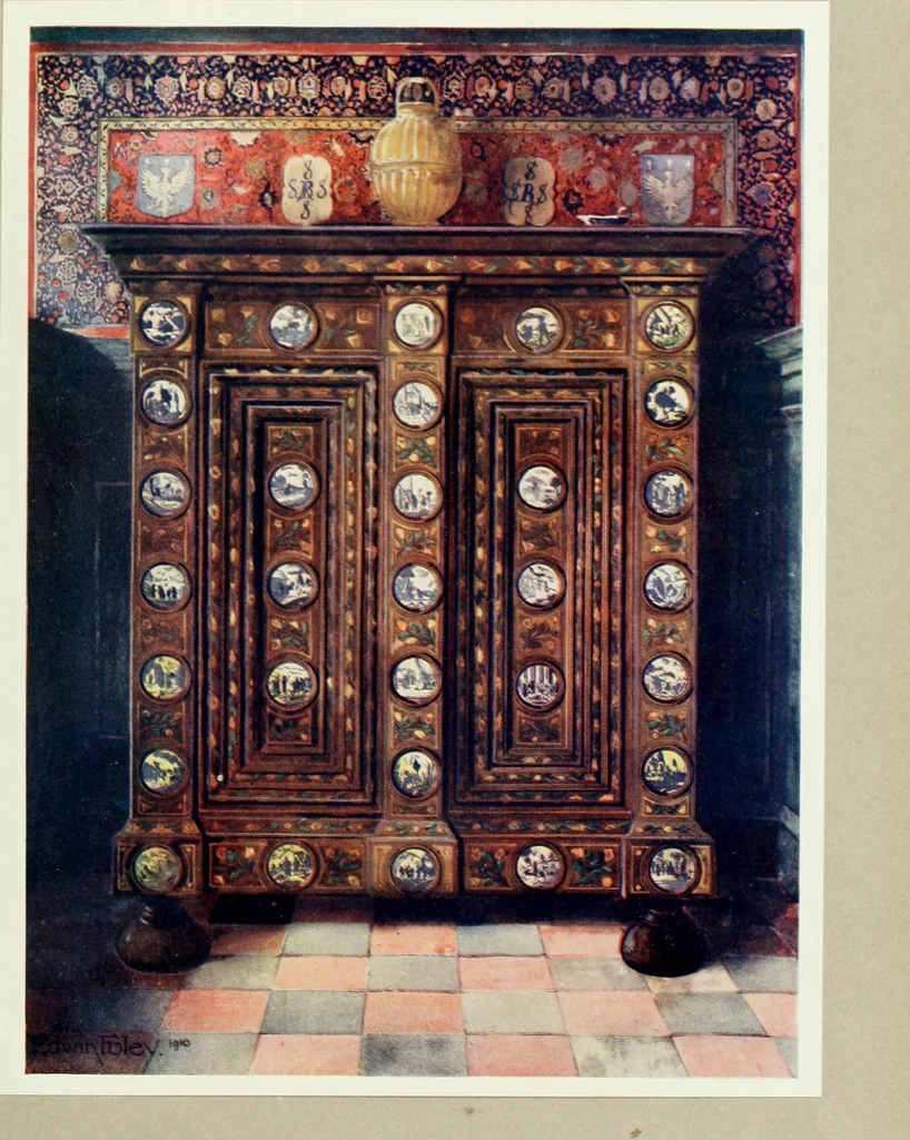 An illustration from The book of decorative furniture, its form, colour and history, 1910, leaf 356