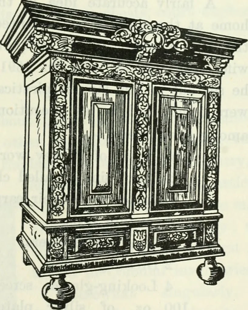 An illustration from The book of decorative furniture, its form, colour and history, 1910, leaf 358