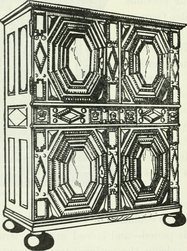An illustration from The book of decorative furniture, its form, colour and history, 1910, leaf 377