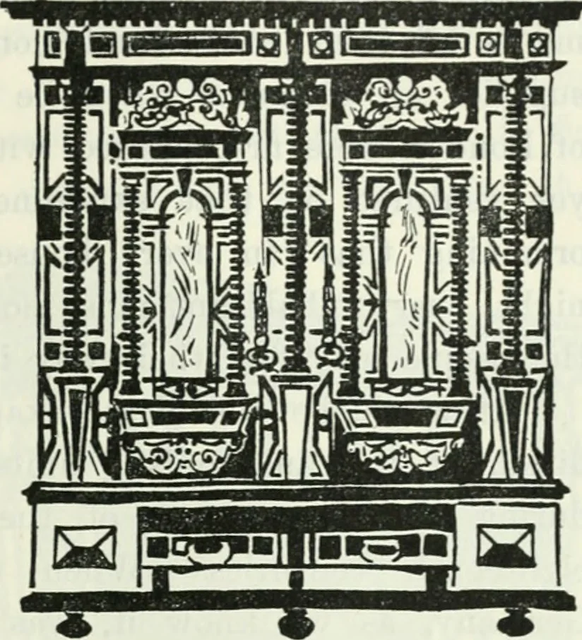 An illustration from The book of decorative furniture, its form, colour and history, 1910, leaf 378