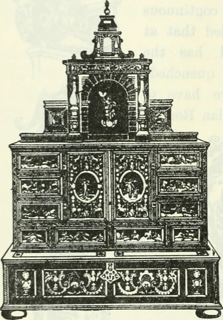 An illustration from The book of decorative furniture, its form, colour and history, 1910, leaf 391