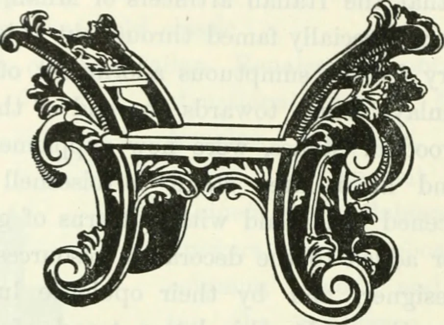 An illustration from The book of decorative furniture, its form, colour and history, 1910, leaf 393
