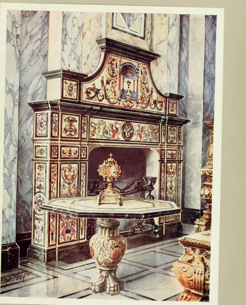 An illustration from The book of decorative furniture, its form, colour and history, 1910, leaf 396