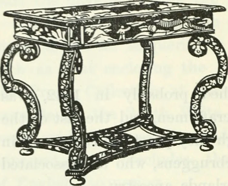 An illustration from The book of decorative furniture, its form, colour and history, 1910, leaf 403