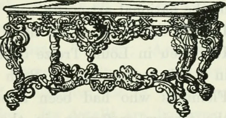 An illustration from The book of decorative furniture, its form, colour and history, 1910, leaf 412