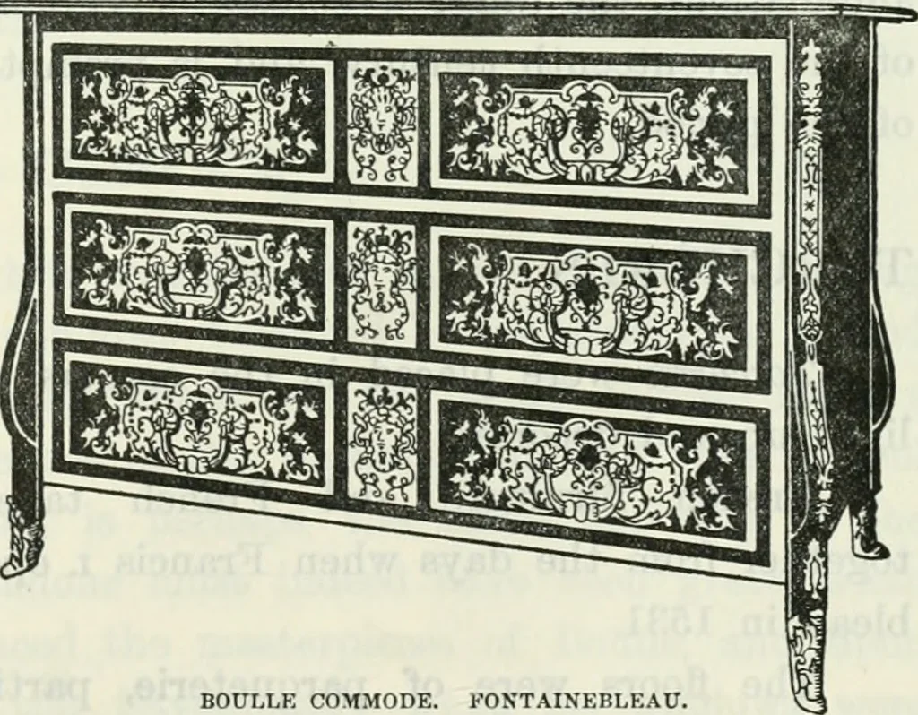 An illustration from The book of decorative furniture, its form, colour and history, 1910, leaf 432