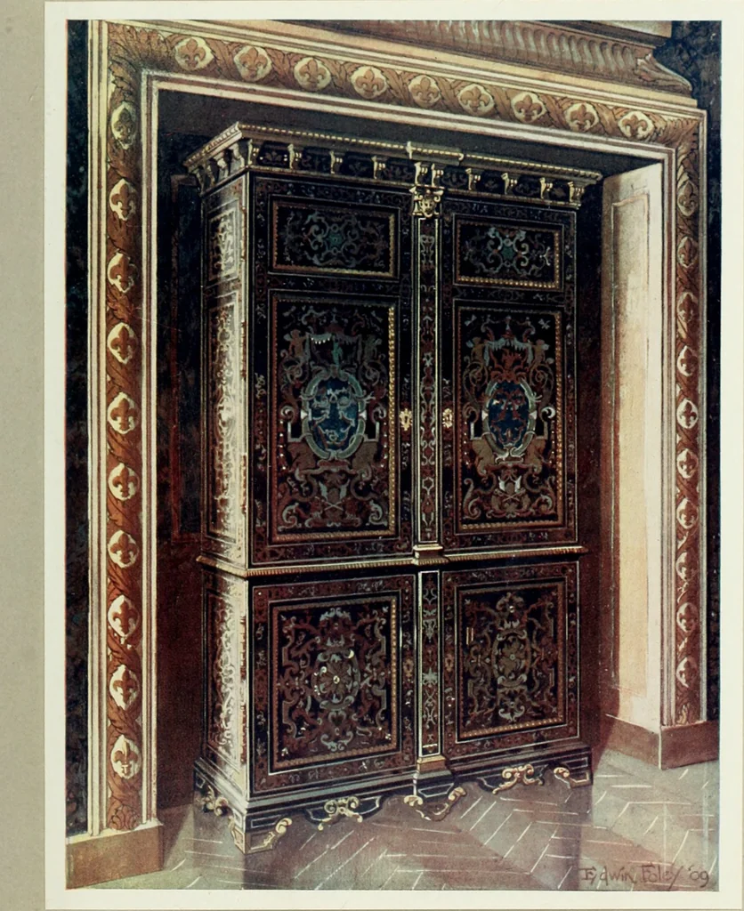 An illustration from The book of decorative furniture, its form, colour and history, 1910, leaf 442