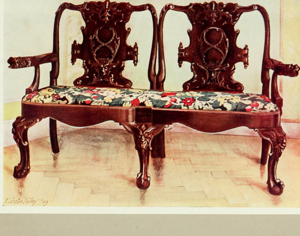 An illustration from The book of decorative furniture, its form, colour and history, 1910, leaf 486