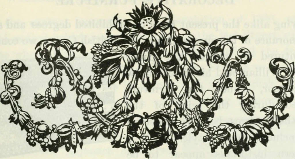 An illustration from The book of decorative furniture, its form, colour and history, 1910, leaf 488