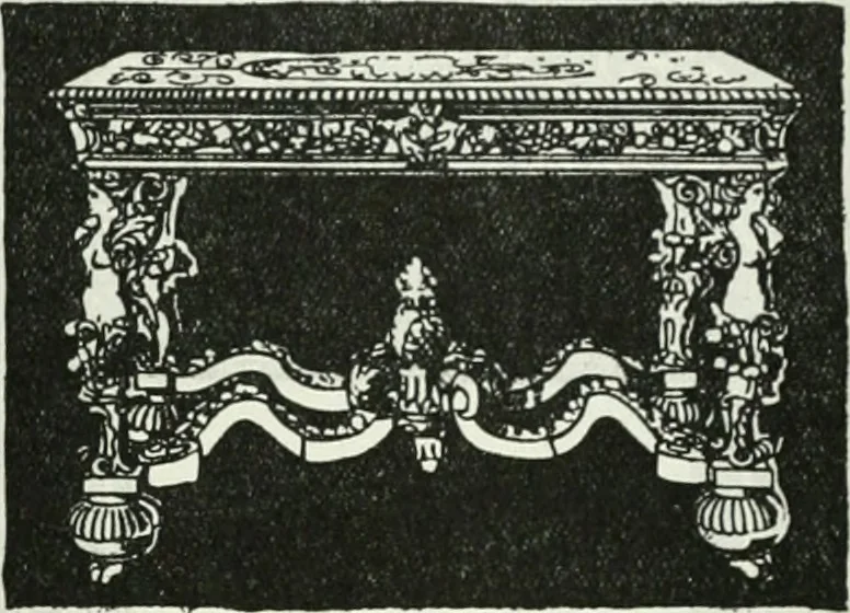 An illustration from The book of decorative furniture, its form, colour and history, 1910, leaf 490
