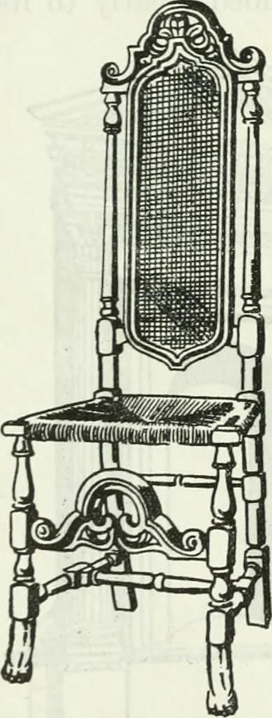 An illustration from The book of decorative furniture, its form, colour and history, 1910, leaf 499