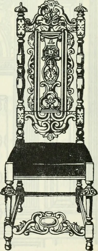 An illustration from The book of decorative furniture, its form, colour and history, 1910, leaf 532