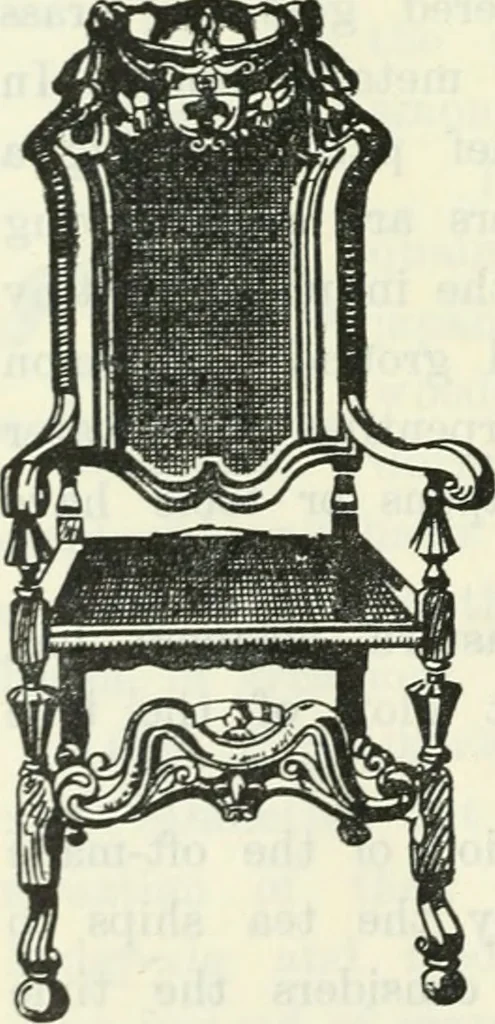 An illustration from The book of decorative furniture, its form, colour and history, 1910, leaf 541