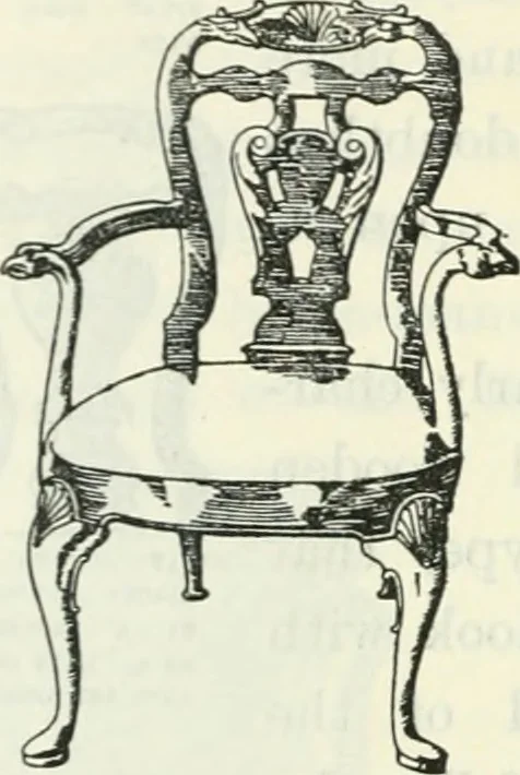 An illustration from The book of decorative furniture, its form, colour and history, 1910, leaf 543
