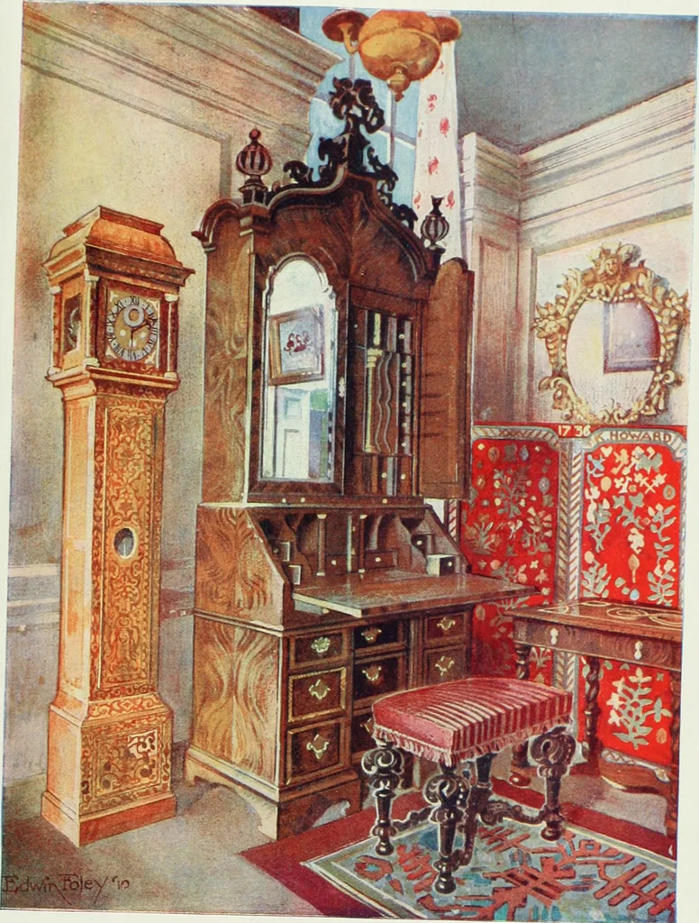 An illustration from The book of decorative furniture, its form, colour and history, 1910, leaf 548