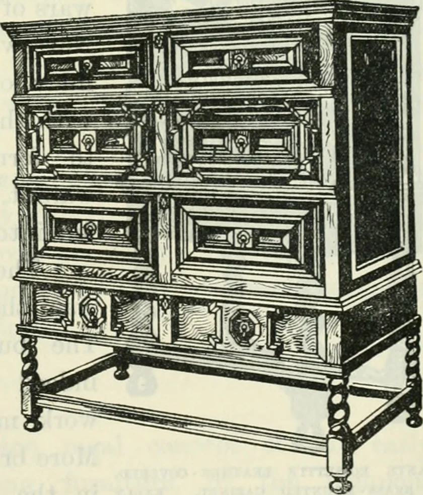 An illustration from The book of decorative furniture, its form, colour and history, 1910, leaf 550