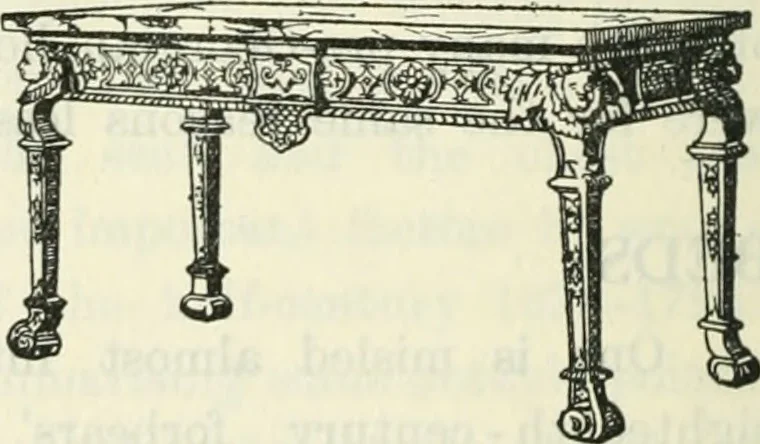 An illustration from The book of decorative furniture, its form, colour and history, 1910, leaf 553