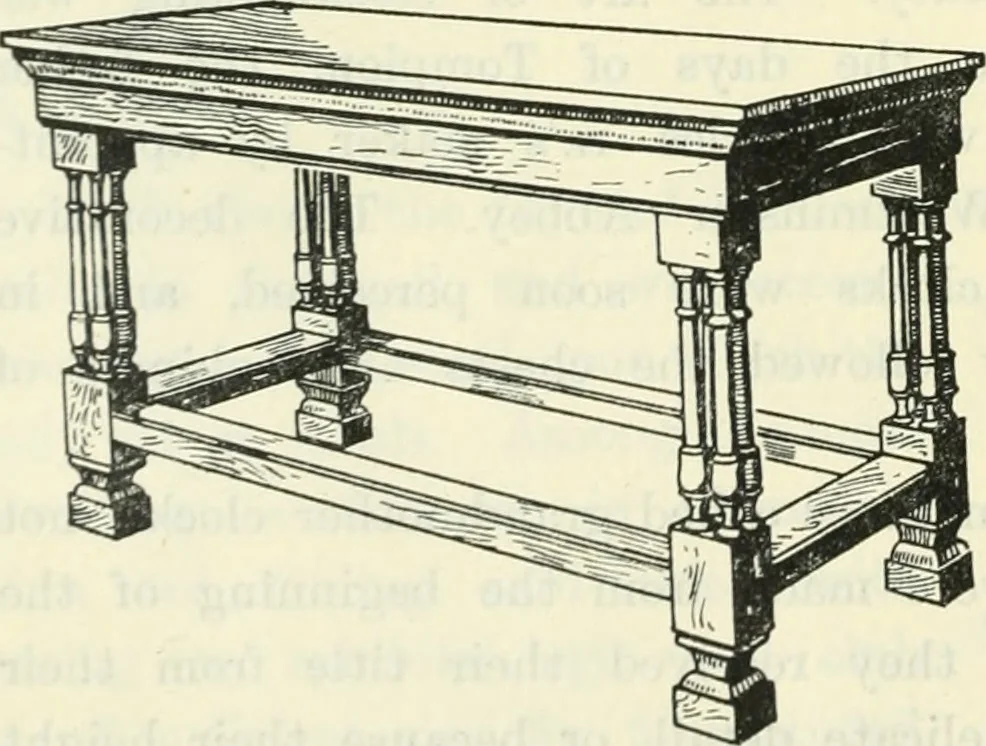 An illustration from The book of decorative furniture, its form, colour and history, 1910, leaf 555