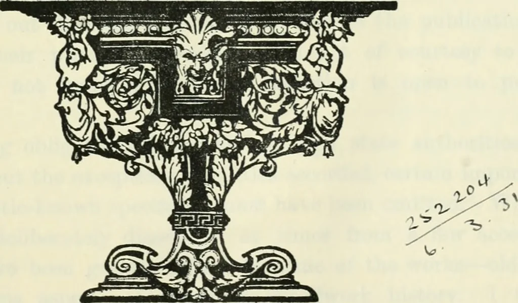 An illustration from The book of decorative furniture, its form, colour and history, 1910, leaf 6