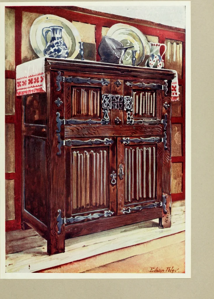 An illustration from The book of decorative furniture, its form, colour and history, 1910, leaf 68