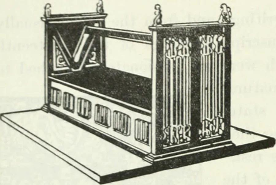 An illustration from The book of decorative furniture, its form, colour and history, 1910, leaf 77