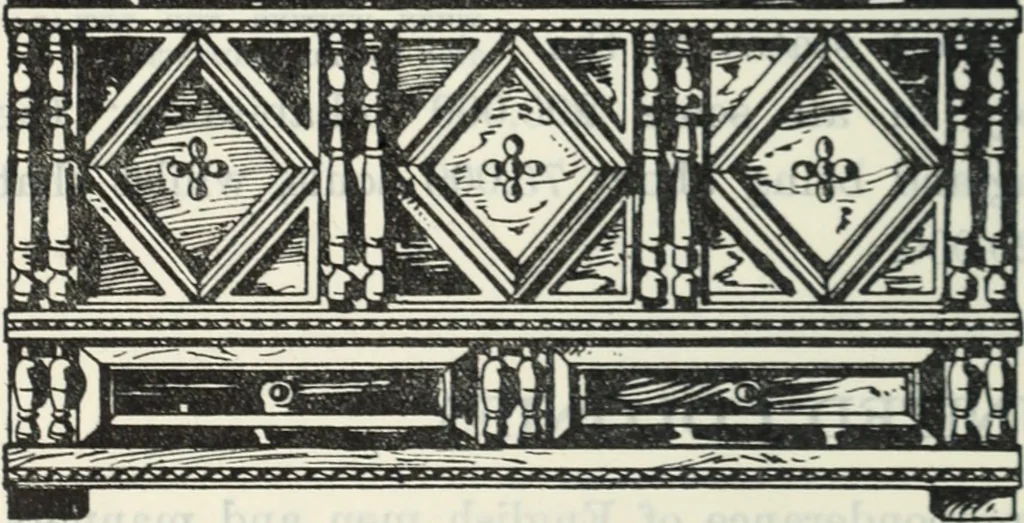 An illustration from The book of decorative furniture, its form, colour and history, 1910, leaf 111