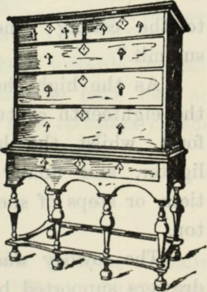 An illustration from The book of decorative furniture, its form, colour and history, 1910, leaf 112