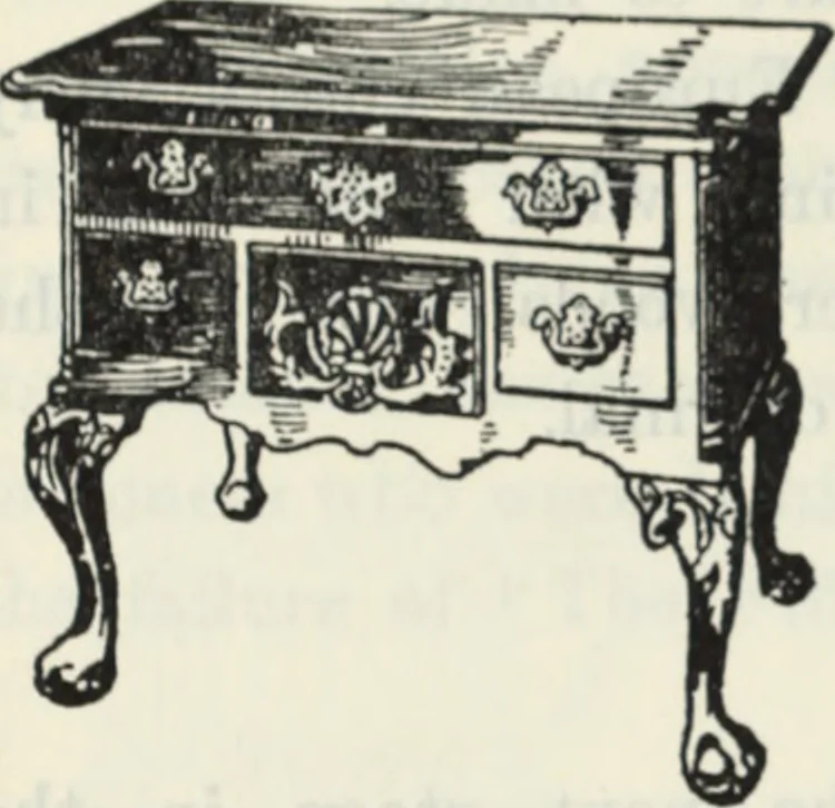 An illustration from The book of decorative furniture, its form, colour and history, 1910, leaf 113