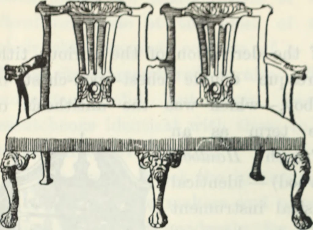 An illustration from The book of decorative furniture, its form, colour and history, 1910, leaf 115