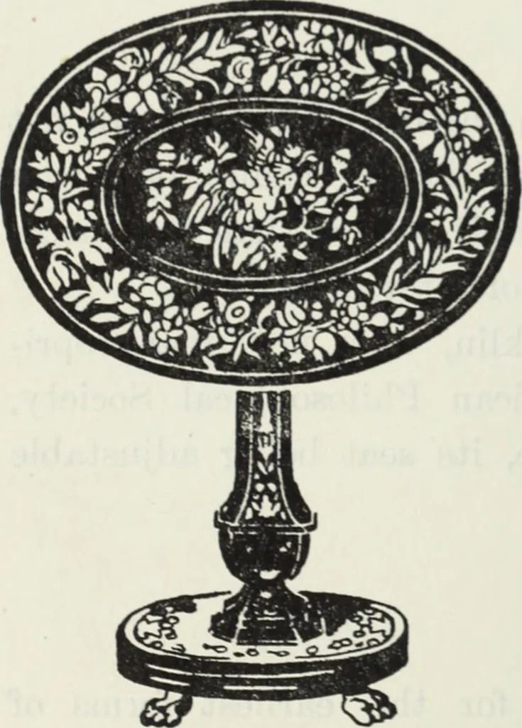 An illustration from The book of decorative furniture, its form, colour and history, 1910, leaf 121