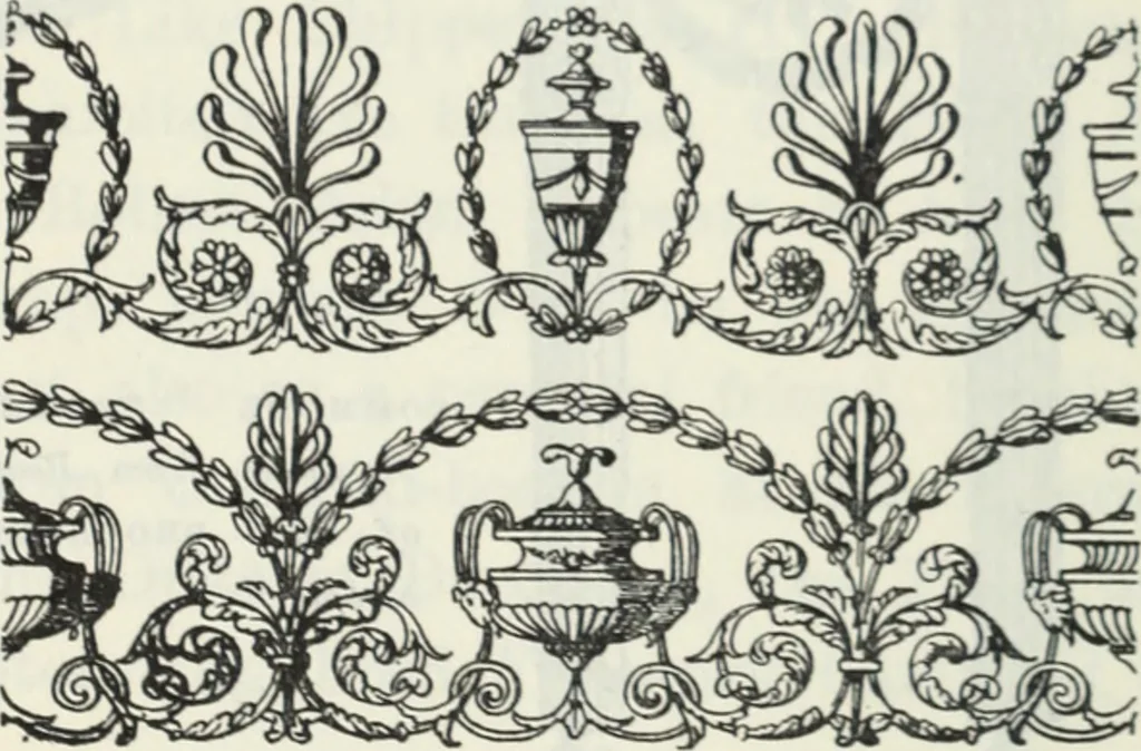 An illustration from The book of decorative furniture, its form, colour and history, 1910, leaf 143