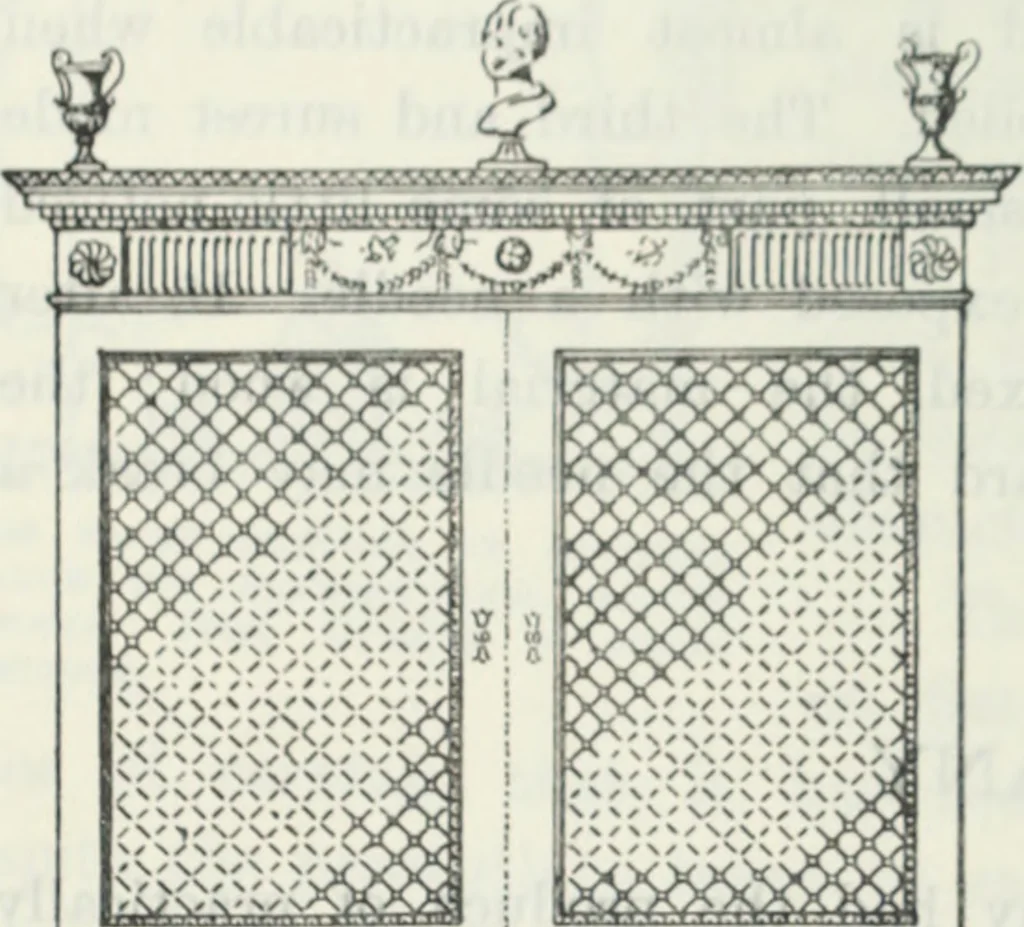 An illustration from The book of decorative furniture, its form, colour and history, 1910, leaf 155