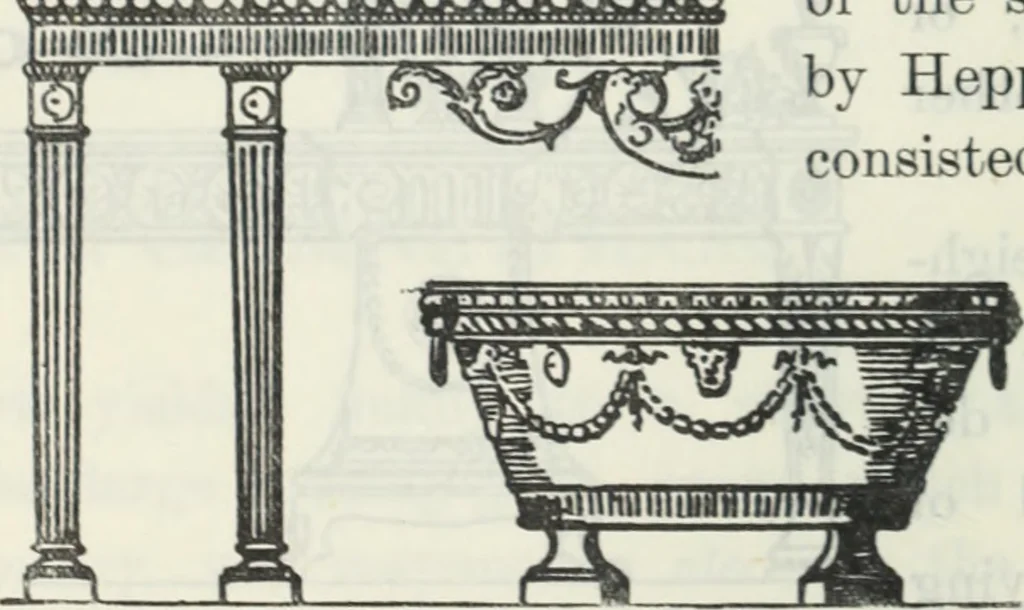 An illustration from The book of decorative furniture, its form, colour and history, 1910, leaf 173