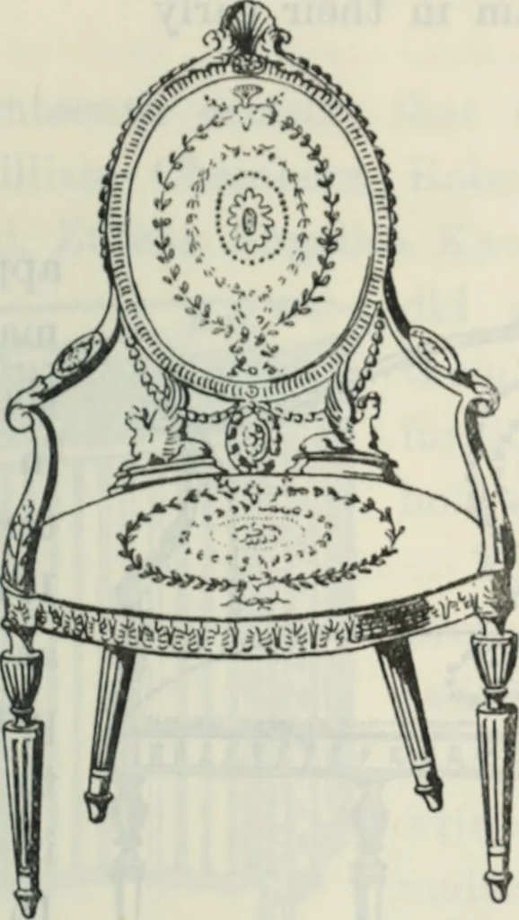An illustration from The book of decorative furniture, its form, colour and history, 1910, leaf 176