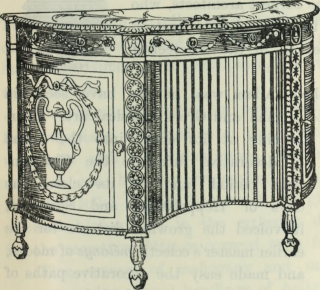 An illustration from The book of decorative furniture, its form, colour and history, 1910, leaf 178