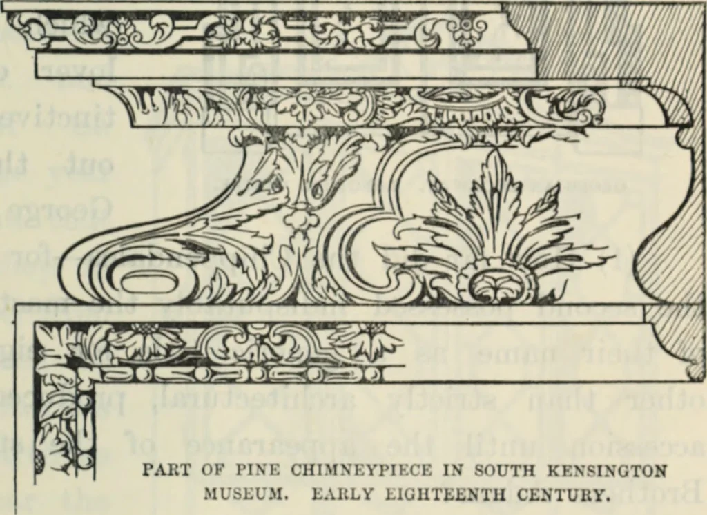 An illustration from The book of decorative furniture, its form, colour and history, 1910, leaf 18