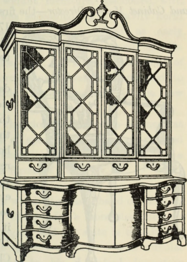 An illustration from The book of decorative furniture, its form, colour and history, 1910, leaf 20