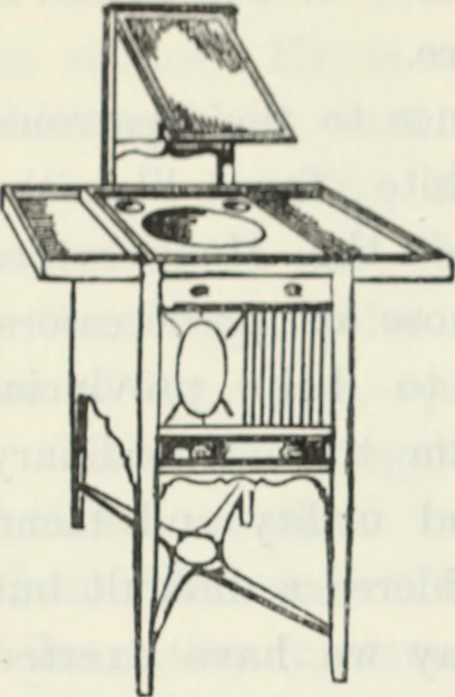 An illustration from The book of decorative furniture, its form, colour and history, 1910, leaf 203