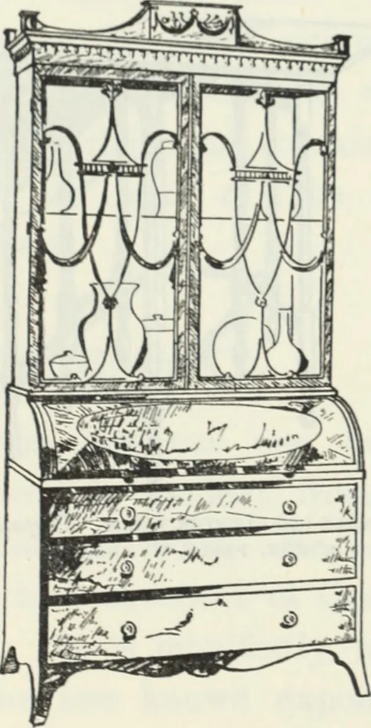 An illustration from The book of decorative furniture, its form, colour and history, 1910, leaf 205