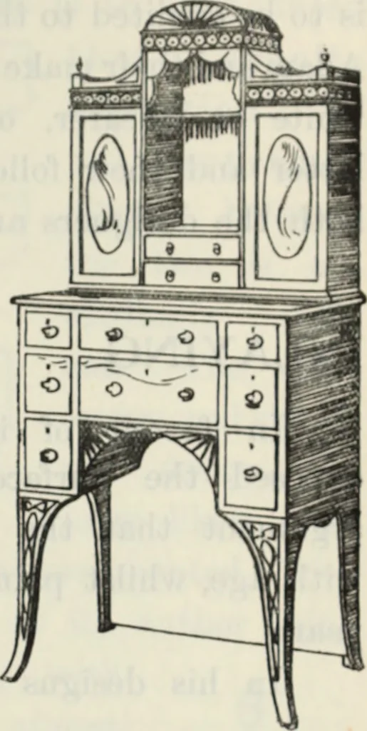 An illustration from The book of decorative furniture, its form, colour and history, 1910, leaf 210