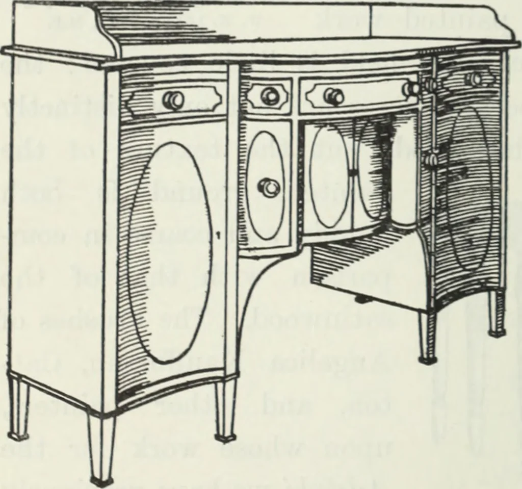 An illustration from The book of decorative furniture, its form, colour and history, 1910, leaf 211