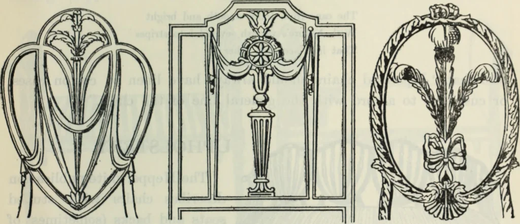 An illustration from The book of decorative furniture, its form, colour and history, 1910, leaf 222