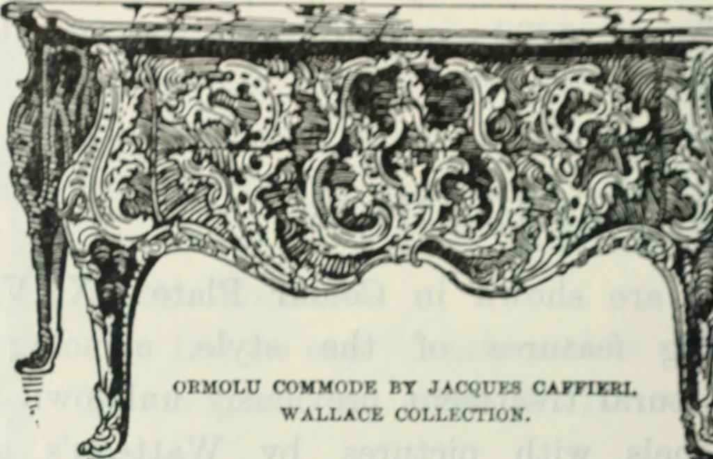 An illustration from The book of decorative furniture, its form, colour and history, 1910, leaf 273