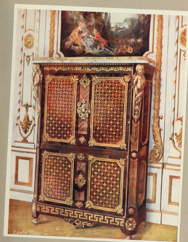 An illustration from The book of decorative furniture, its form, colour and history, 1910, leaf 284