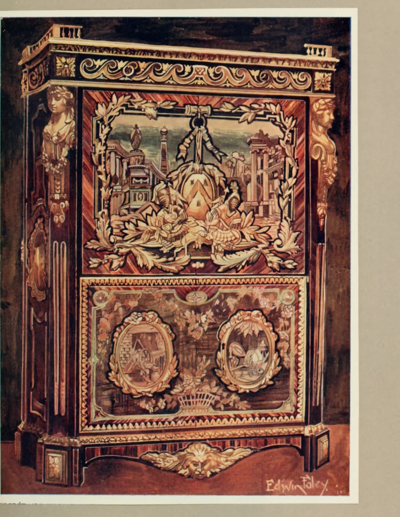 An illustration from The book of decorative furniture, its form, colour and history, 1910, leaf 294