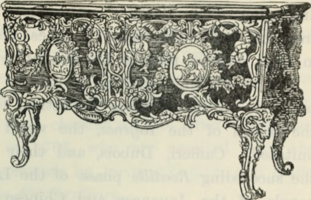 An illustration from The book of decorative furniture, its form, colour and history, 1910, leaf 298
