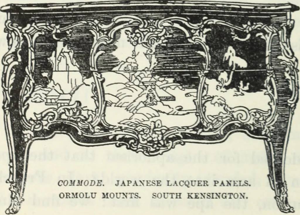 An illustration from The book of decorative furniture, its form, colour and history, 1910, leaf 299