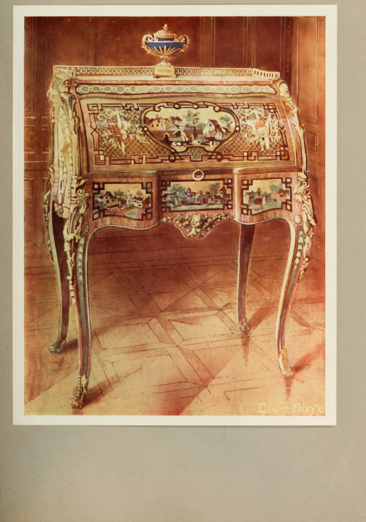 An illustration from The book of decorative furniture, its form, colour and history, 1910, leaf 304
